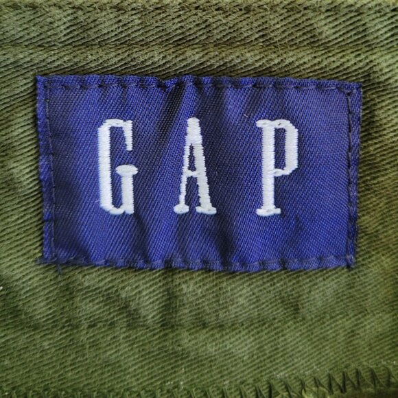 Vintage GAP 90s Olive Green Cropped Cotton Trousers High Rise Size 26 - Picture 4 of 14